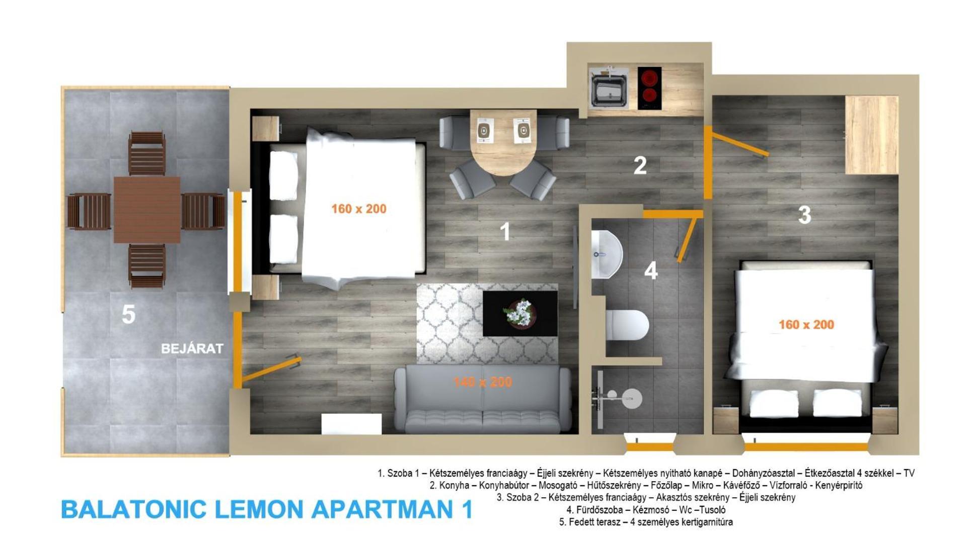 Balatonic Lemon Apartmanhaz Siófok Pokój zdjęcie